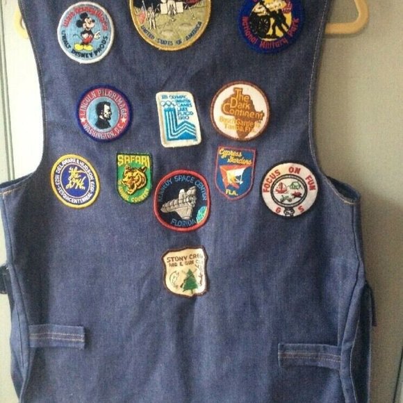 VTG Patch Denim Vest Jean travel patches disney - Picture 5 of 8